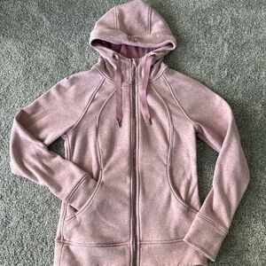 Lululemon scuba hoodie full zip pink lined terry cloth XS/S